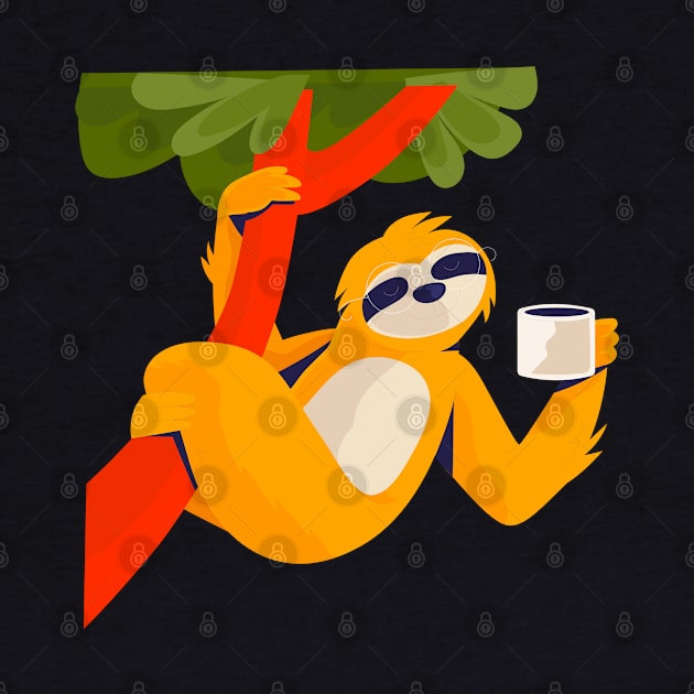 Sloth Drinking Coffee by Mako Design 